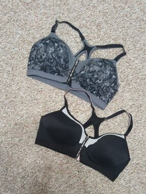 Maidenform Racerback Front-Zip Bras - Black & Gray Pattern